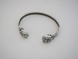 Silver Bangle with Skeletal Hands