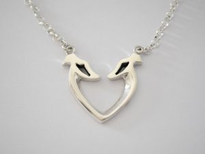 Double Heart Whippet Pendant